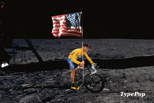 Lance Armstrong Flag On Moon