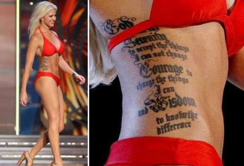 Miss Kansas - Theresa Vail and the most visible of her tattoos.